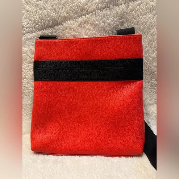 Furla Pebbled Leather Crossbody Bag - Red Orange & Black Unisex - Picture 3 of 16